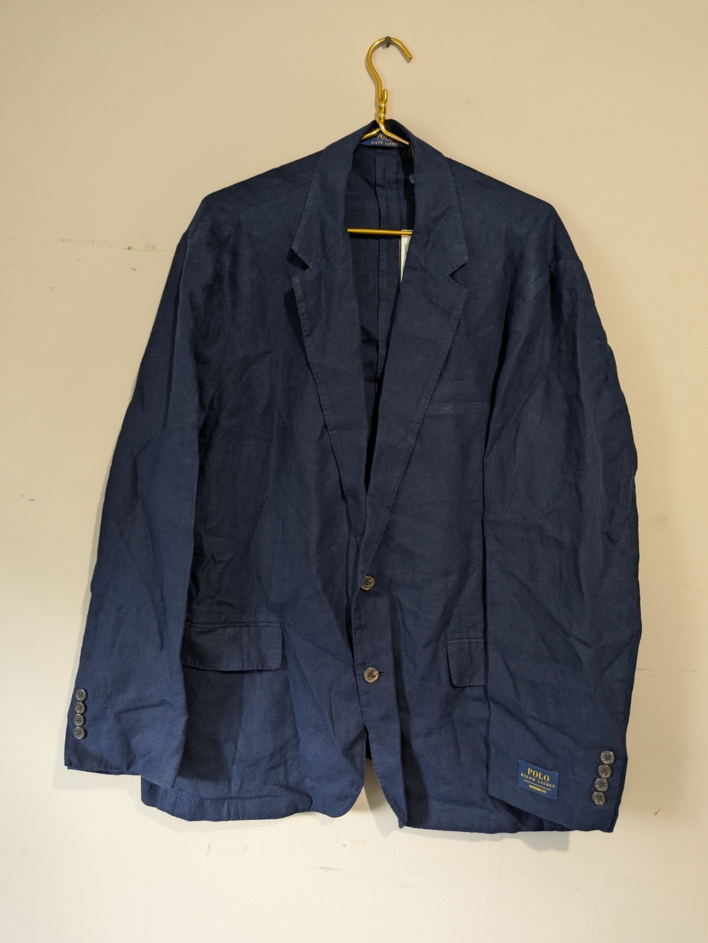 Navy Polo Ralph Lauren linen suit jacket and trousers 50RX44W